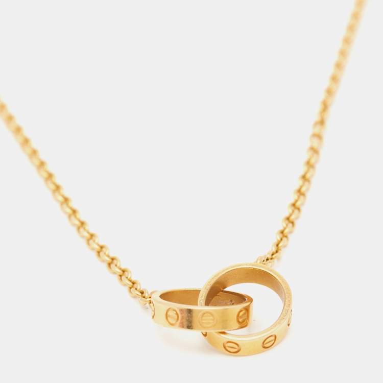 Pre Owned Cartier Love Interlocking Loop 18k Yellow Gold Chain Necklace
