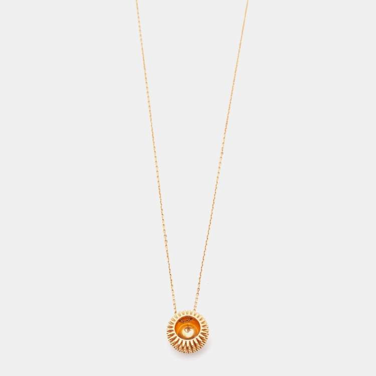Pre Owned Cartier Cactus De Cartier Diamond 18k Rose Gold Pendant Necklace
