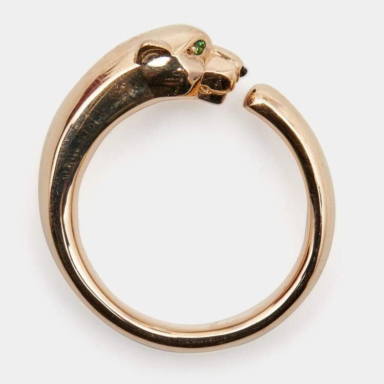 Pre Owned Cartier Panthere de Cartier Multi Garnet Onyx 18k Rose Gold Ring Size 53
