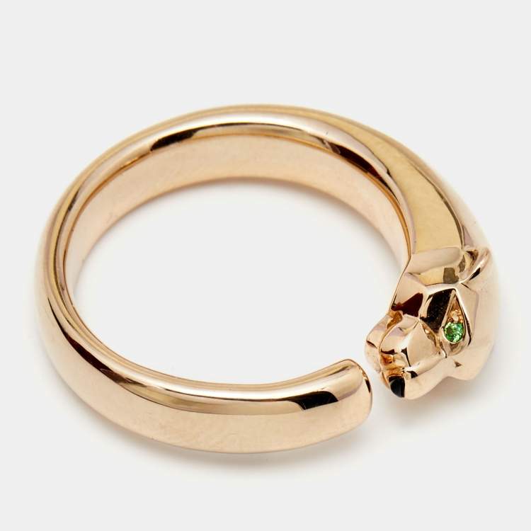 Pre Owned Cartier Panthere de Cartier Multi Garnet Onyx 18k Rose Gold Ring Size 53