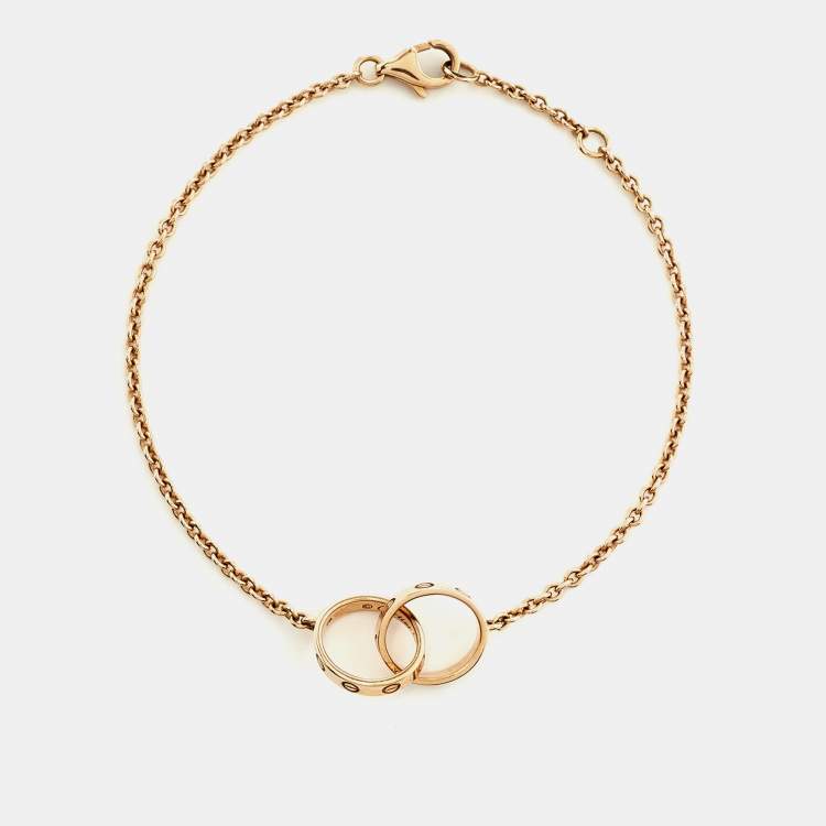 Pre Owned Cartier Love Interlocking Loop 18k Rose Gold Link Bracelet