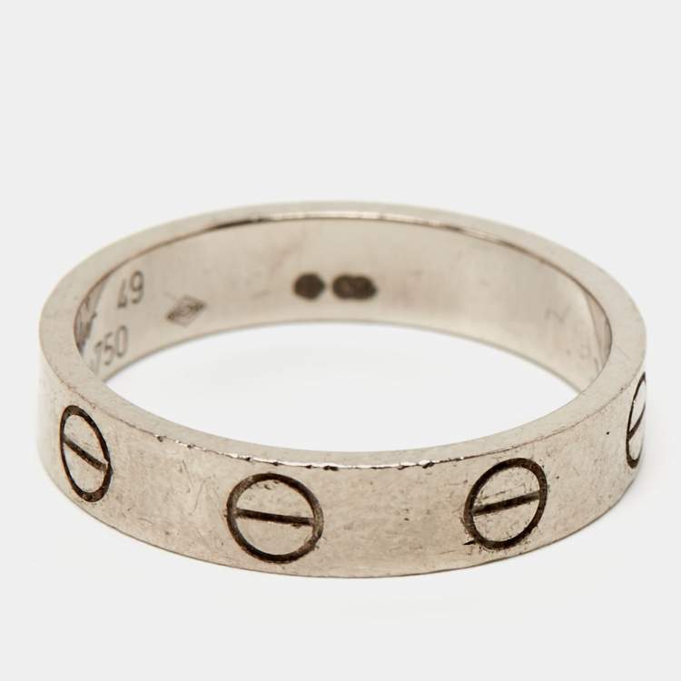 مملوكة مسبقًا Cartier Love 18k White Gold Wedding Band Ring Size 49