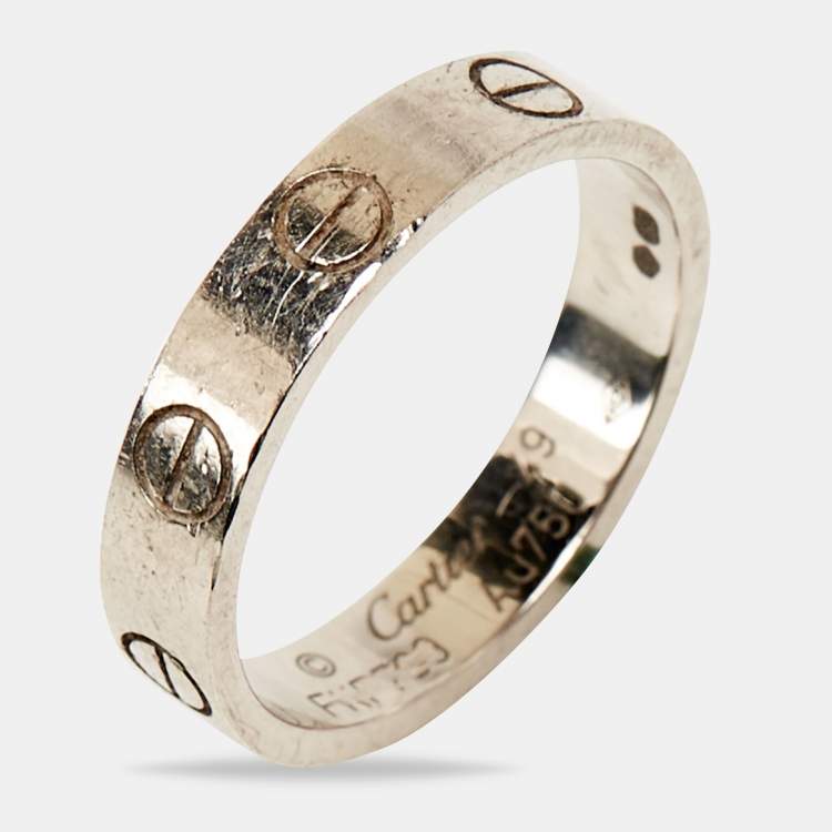 مملوكة مسبقًا Cartier Love 18k White Gold Wedding Band Ring Size 49
