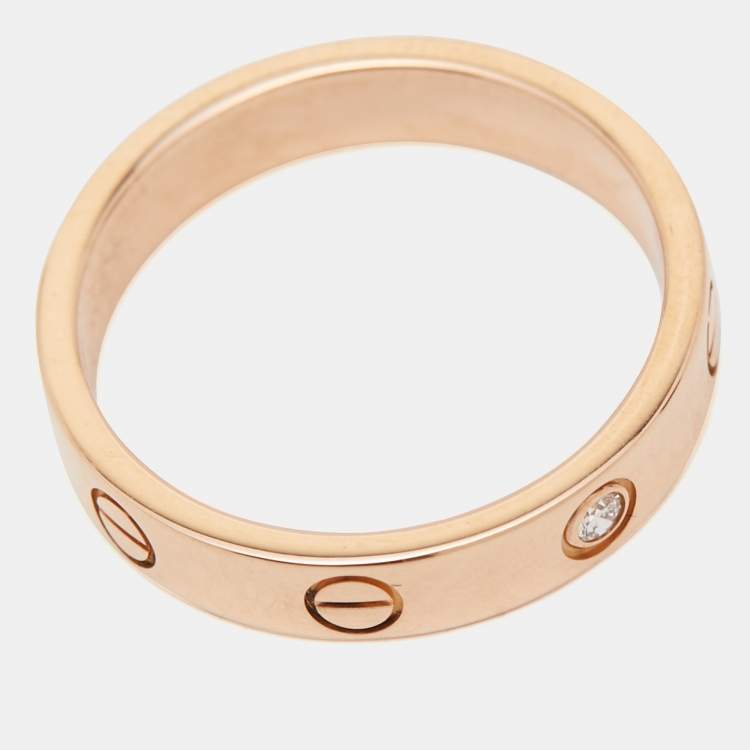 Pre Owned Cartier Love  1 Diamond 18k Rose Gold Wedding Band Ring Size 54