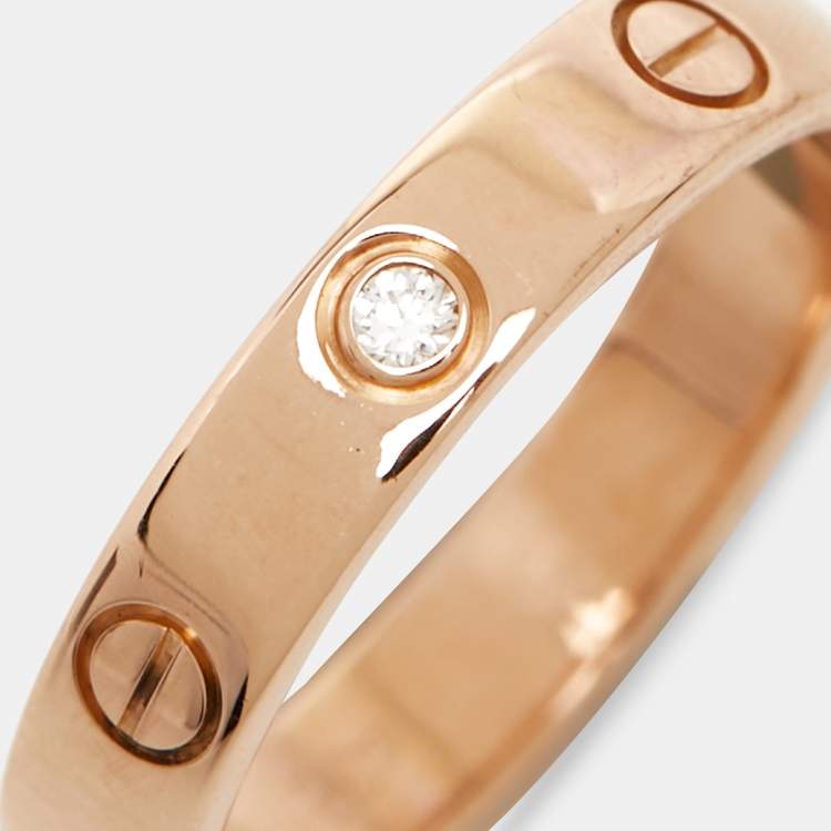 Pre Owned Cartier Love  1 Diamond 18k Rose Gold Wedding Band Ring Size 54