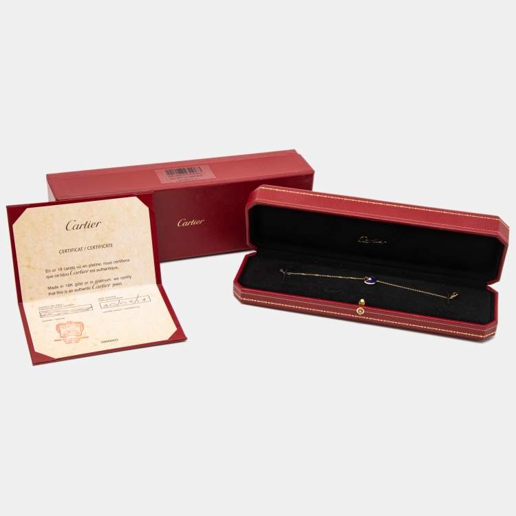 Pre Owned Cartier Amulette De Cartier Lapis Lazuli Diamond 18k Yellow Gold Bracelet