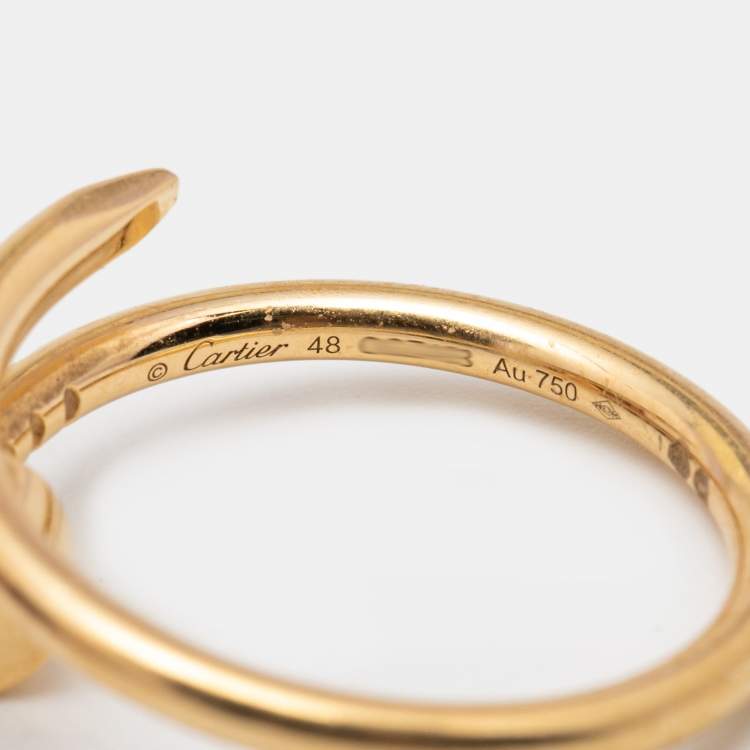 Pre Owned Cartier Juste Un Clou 18k Yellow Gold Small Model Ring Size 48