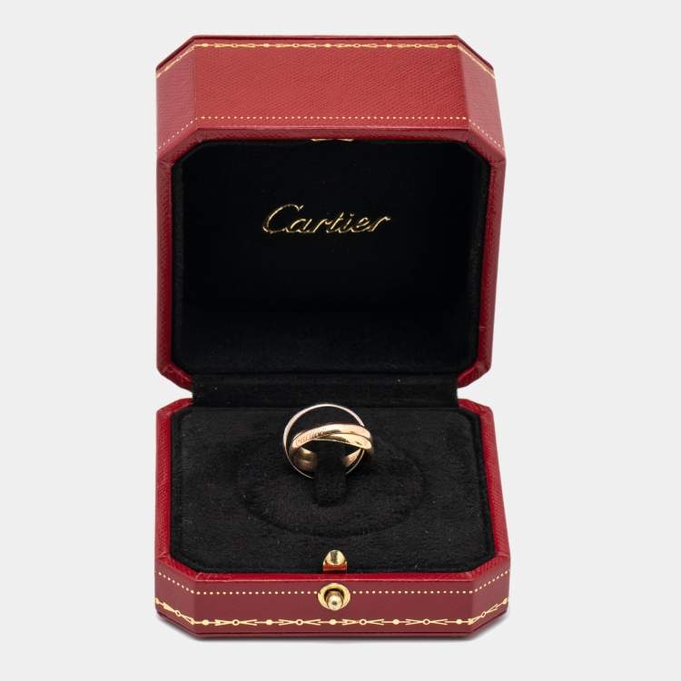Pre Owned Cartier Trinity 18k Three Tone Gold Small Model Ring Size 48