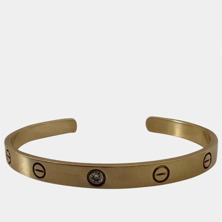Pre Owned Cartier 18K Yellow Gold Diamond Love Open Cuff Bracelet