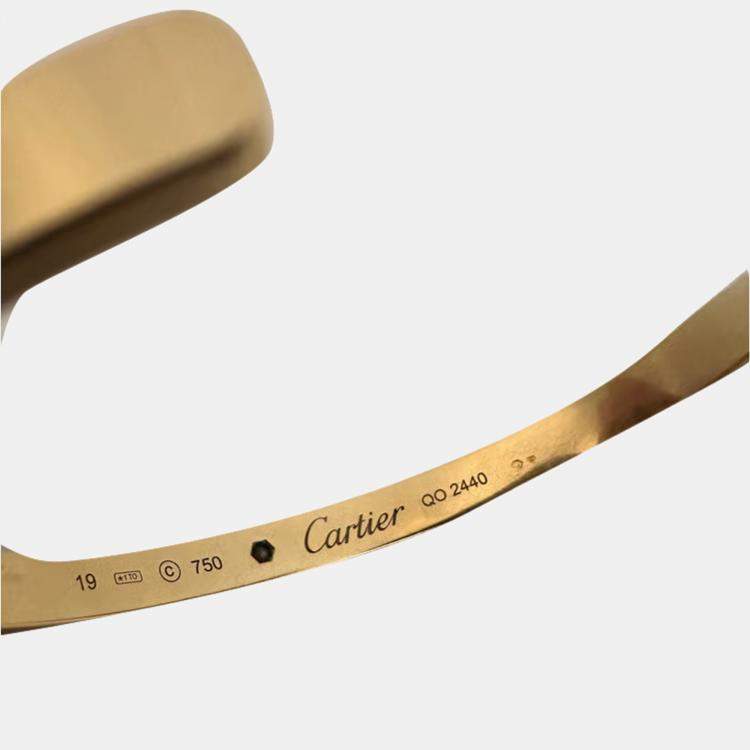 Pre Owned Cartier 18K Yellow Gold Diamond Love Open Cuff Bracelet
