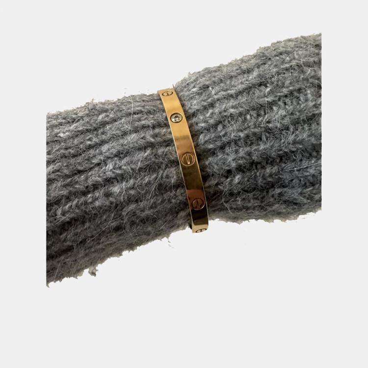 Pre Owned Cartier 18K Yellow Gold Diamond Love Open Cuff Bracelet