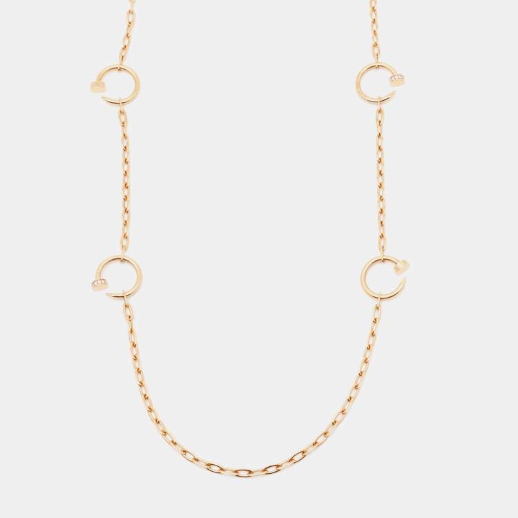 Pre Owned Cartier Juste Un Clou Diamonds 18k Rose Gold 6 Motif Long Necklace