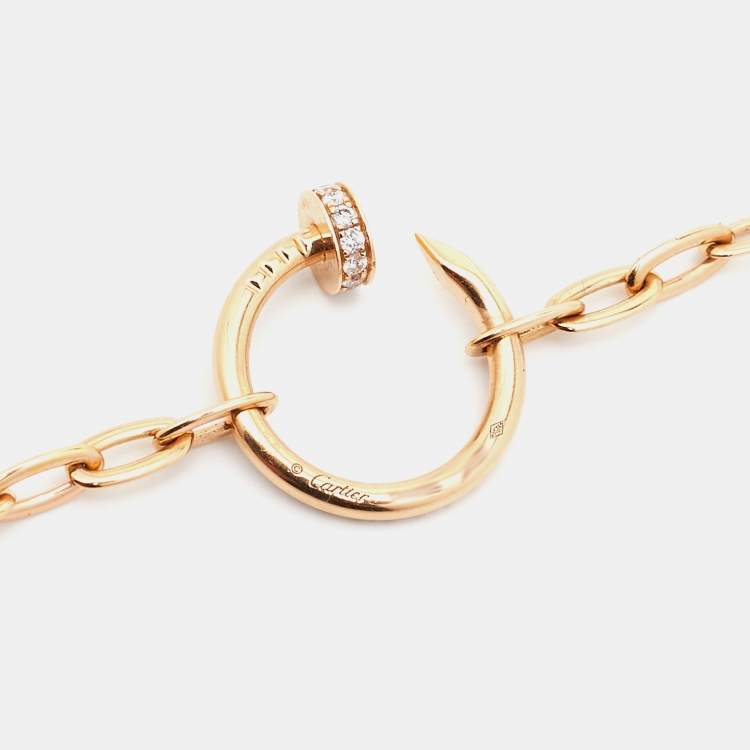 Pre Owned Cartier Juste Un Clou Diamonds 18k Rose Gold 6 Motif Long Necklace