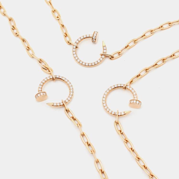 Pre Owned Cartier Juste Un Clou Diamonds 18k Rose Gold 6 Motif Long Necklace