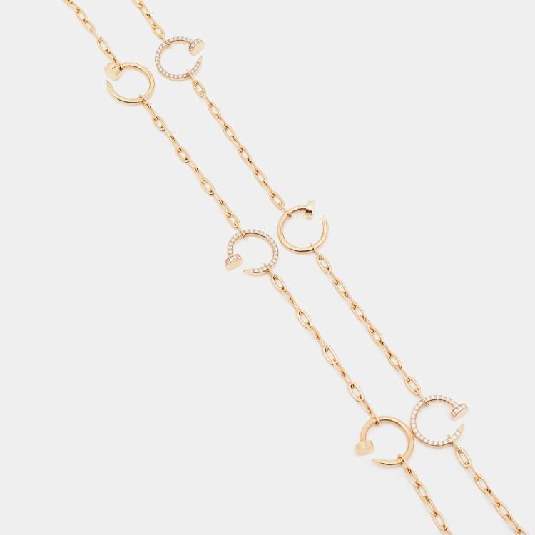 Pre Owned Cartier Juste Un Clou Diamonds 18k Rose Gold 6 Motif Long Necklace