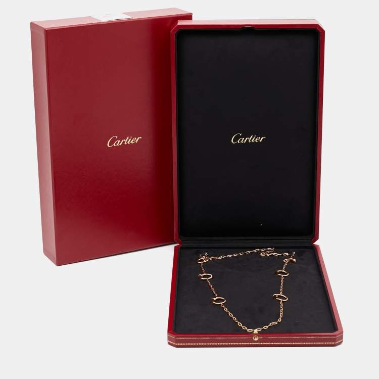 Pre Owned Cartier Juste Un Clou Diamonds 18k Rose Gold 6 Motif Long Necklace