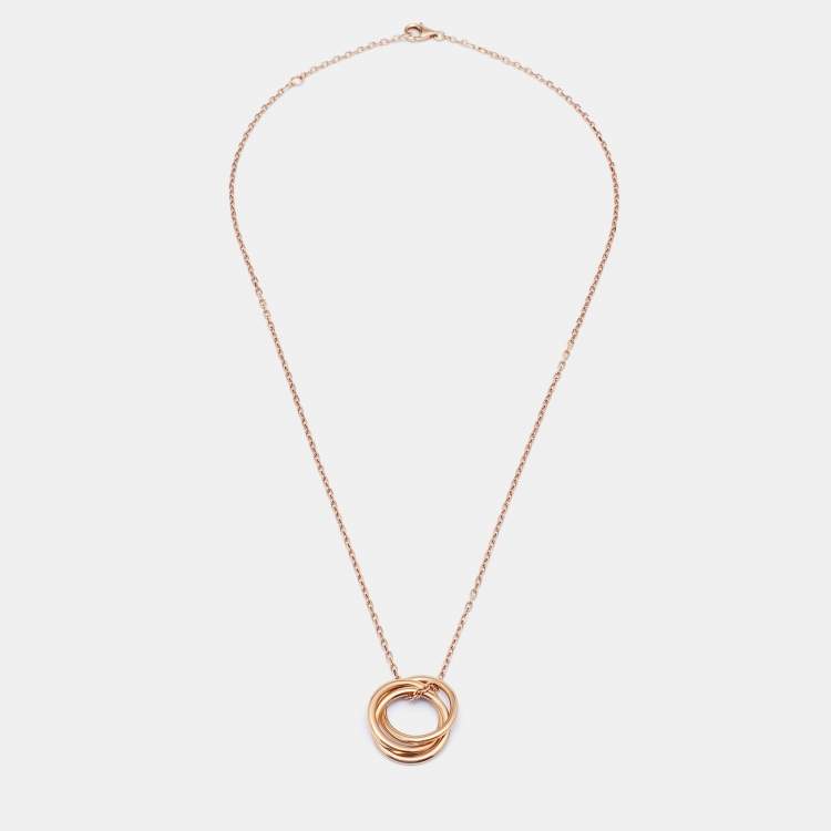 Pre Owned Cartier Trinity Pink Sapphire 18k Rose Gold Pendant Necklace