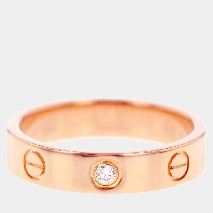 Pre Owned Cartier Love 18K Rose Gold Diamond Ring EU 50