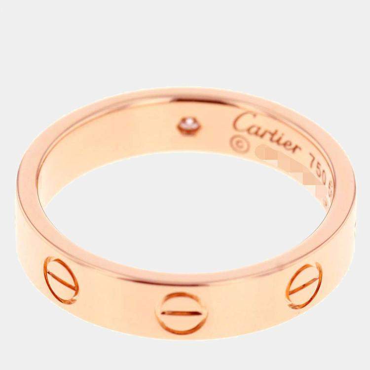Pre Owned Cartier Love 18K Rose Gold Diamond Ring EU 50