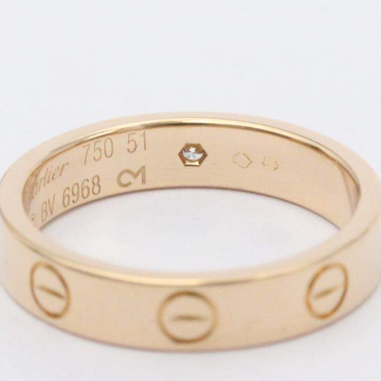 Pre Owned Cartier Love 18K Rose Gold Diamond Ring EU 51