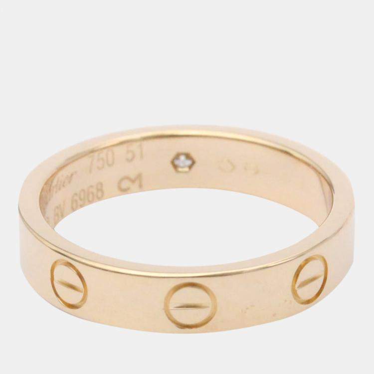 Pre Owned Cartier Love 18K Rose Gold Diamond Ring EU 51