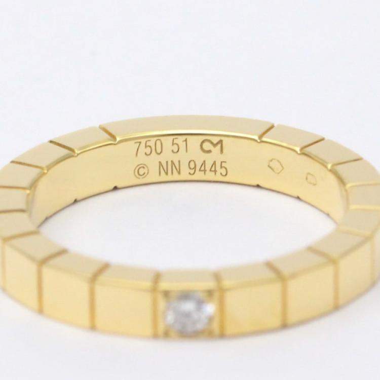 Pre Owned Cartier Lanieres Yellow Gold Diamond Ring EU 51