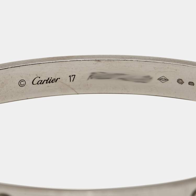 Pre Owned Cartier Love 18k White Gold Bracelet 17