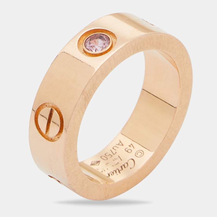 Cartier Love Pink Sapphire 18k Rose Gold Band Ring Size 49 Cartier