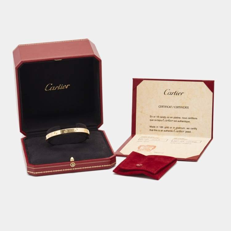 Pre Owned Cartier Love 18k Yellow Gold Bracelet 17