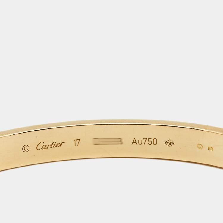 Pre Owned Cartier Love 18k Yellow Gold Bracelet 17