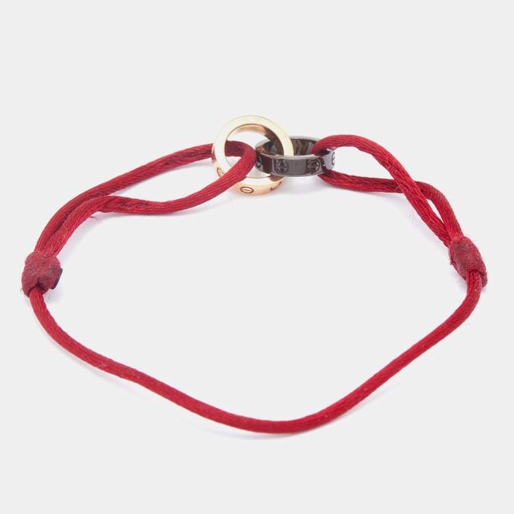 مملوكة مسبقًا Cartier Love Diamond Ceramic 18k Rose Gold Adjustable Cord  Bracelet