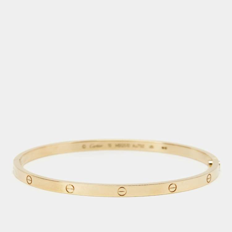 Pre Owned Cartier Love 18k Yellow Gold Small Model Bracelet 19