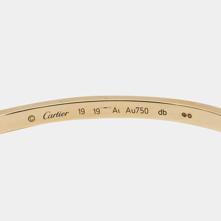 Pre Owned Cartier Love 18k Yellow Gold Small Model Bracelet 19