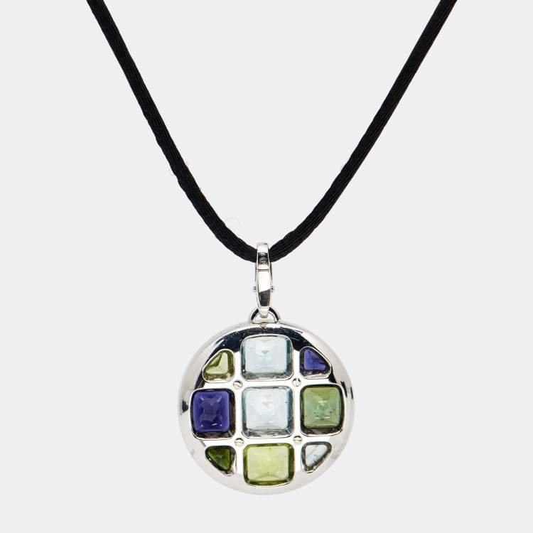 Pre Owned Cartier Pasha de Cartier Multi Gemstone 18k White Gold Pendant Necklace