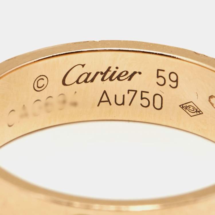 Pre Owned Cartier Love 18k Rose Gold Band Ring Size 59