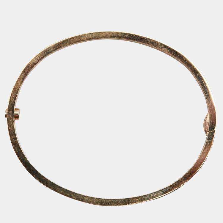 Pre Owned Cartier Love Diamond Pave 18k Rose Gold Bracelet 16