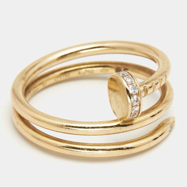مملوكة مسبقًا Cartier Juste Un Clou Coiled Diamond 18k Yellow Gold Band Ring Size 51