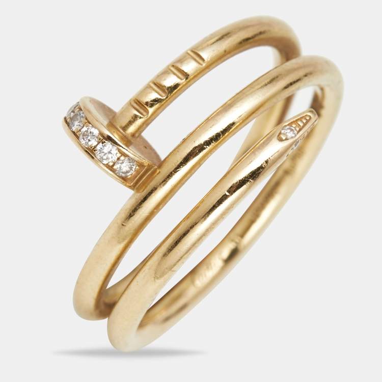 مملوكة مسبقًا Cartier Juste Un Clou Coiled Diamond 18k Yellow Gold Band Ring Size 51