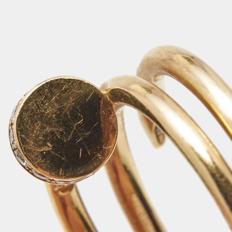 مملوكة مسبقًا Cartier Juste Un Clou Coiled Diamond 18k Yellow Gold Band Ring Size 51