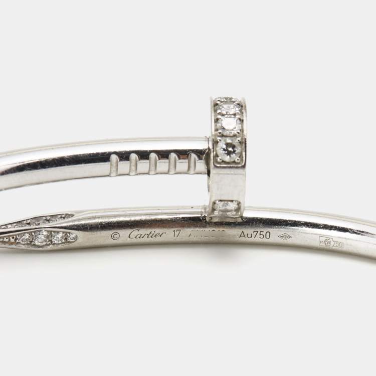 Pre Owned Cartier Juste Un Clou Diamonds 18k White Gold Bracelet 17