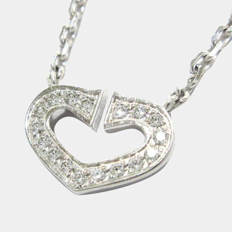 Cartier Heart C 18K White Gold Diamond Necklace Cartier | TLC