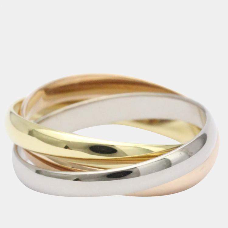 Pre Owned Cartier Trinity Small 18K Yellow Rose and White Gold Ring EU 49