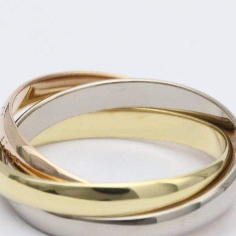 Pre Owned Cartier Trinity Small 18K Yellow Rose and White Gold Ring EU 49