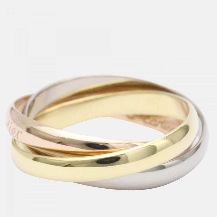 Pre Owned Cartier Trinity Small 18K Yellow Rose and White Gold Ring EU 49