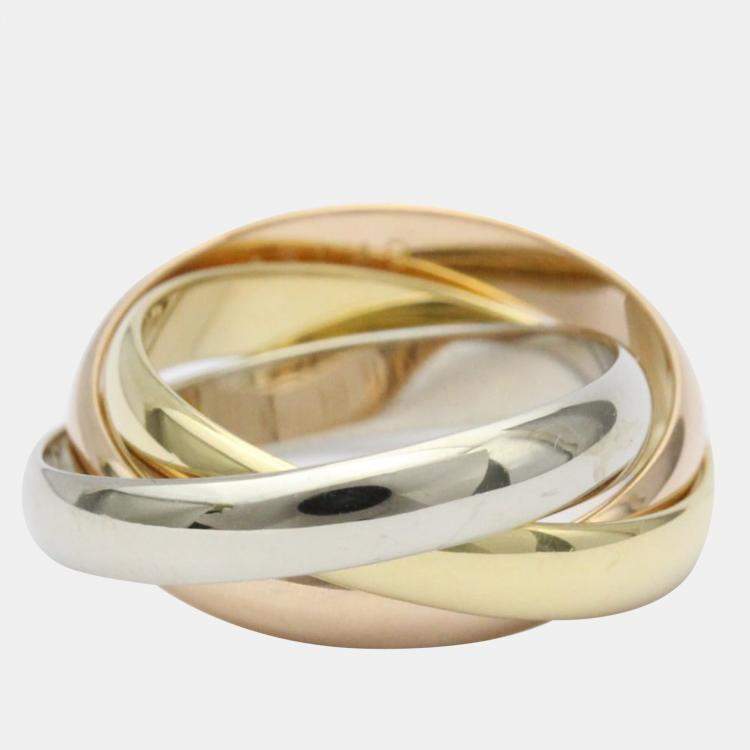 Pre Owned Cartier Trinity 18K Yellow Rose and White Gold Ring EU 51
