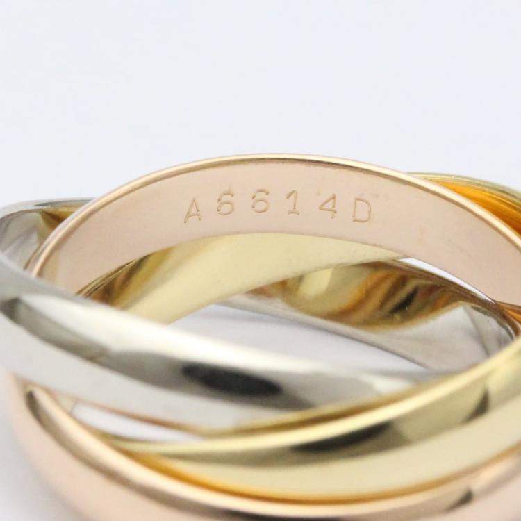 Pre Owned Cartier Trinity 18K Yellow Rose and White Gold Ring EU 51