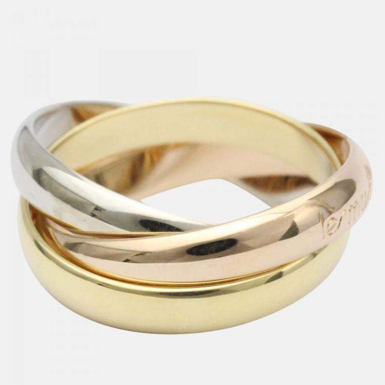 Pre Owned Cartier Trinity 18K Yellow Rose and White Gold Ring EU 51
