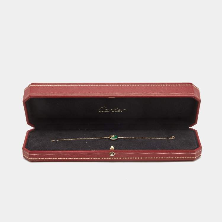 Pre Owned Cartier Amulette De Cartier Malachite Diamond 18k Rose Gold XS Model Bracelet