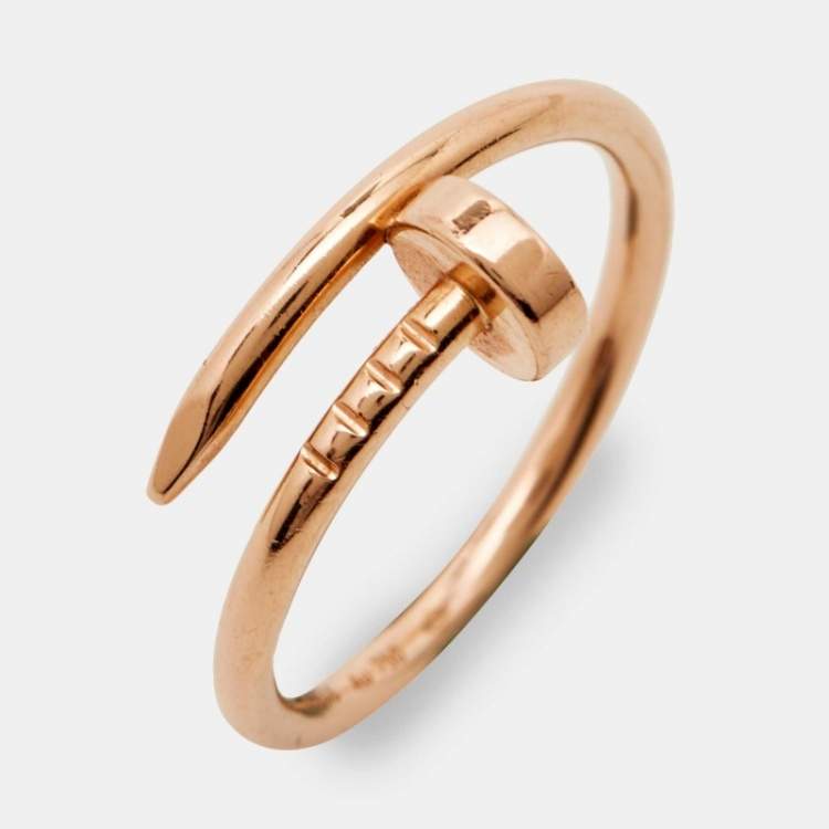 Pre Owned Cartier Juste Un Clou 18k Rose Gold Small Model Ring Size 52
