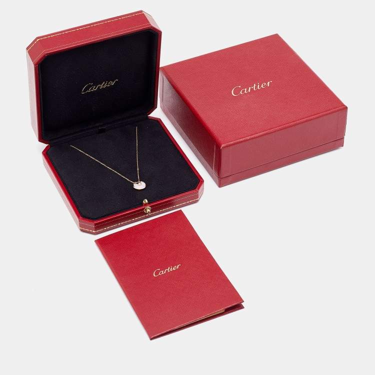 Pre Owned Cartier Amulette De Cartier Pink Opal Diamond 18k Rose Gold XS Motif Necklace